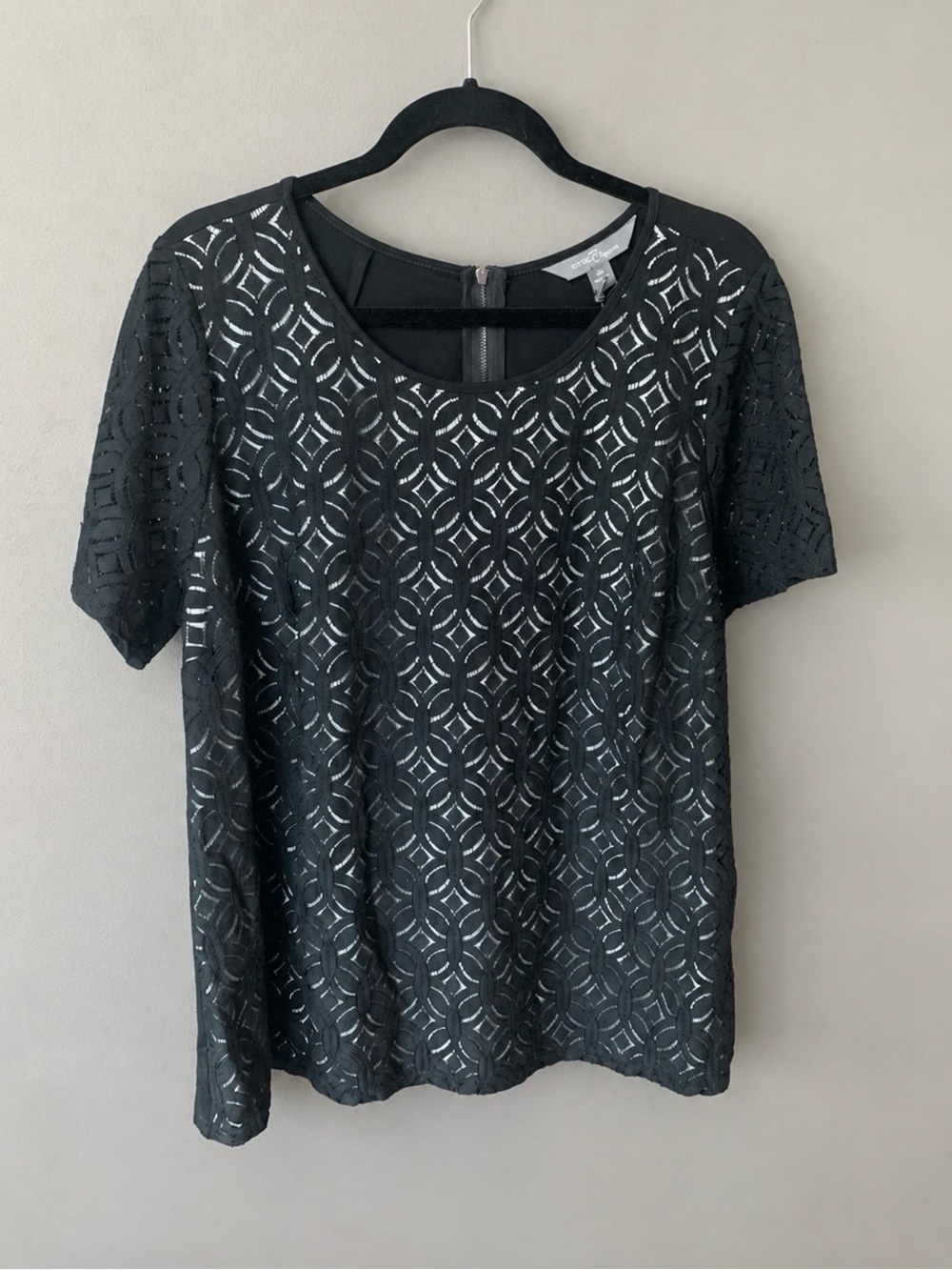 Market & Spruce Black Lace Openwork Top – Size 2X NWT